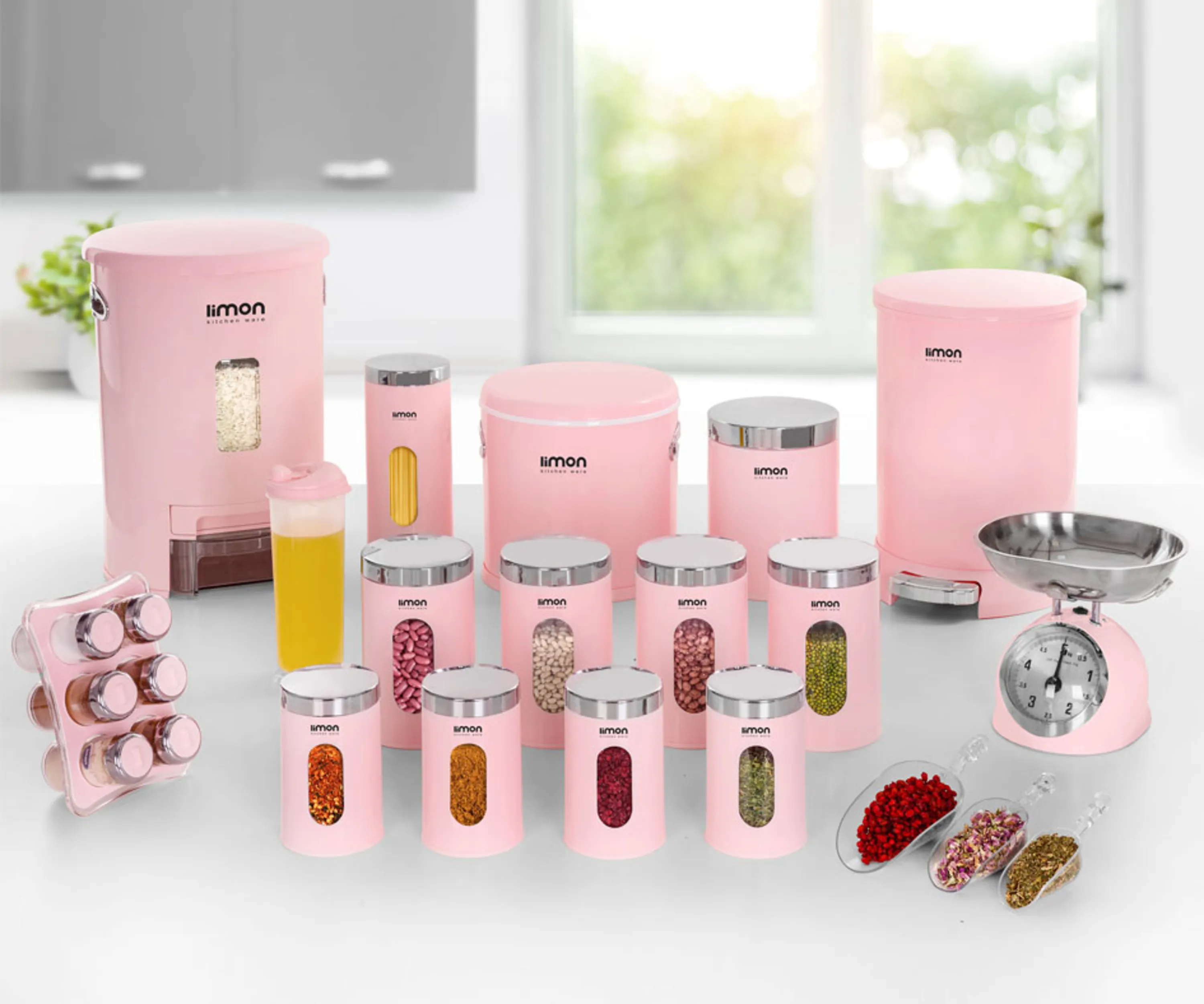 سرویس آشپزخانه گرد 22 پارچه لیمون درب شفاف